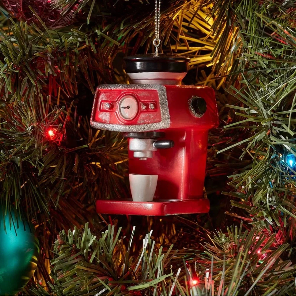 Target Red and Silver Coffee Maker Ornament